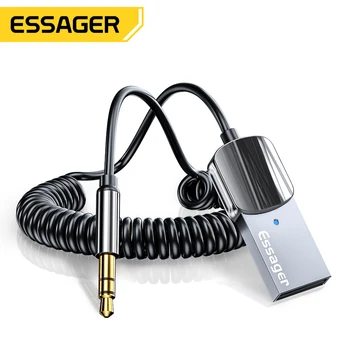 EssagerBluetooth Aux Adaptörü Kablosuz Araç bluetooth Alıcısı USB 3.5 mm Jack Ses Müzik Mic Handsfree Adaptörü araba hoparlörü