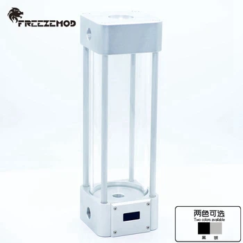 FREEZEMOD Cuboid Cam Rezervuar çözünürlüklü LCD Sıcaklık Göstergesi ile Bilgisayar Su Soğutma Suyu Deposu 165/215 / 265mm
