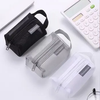 1 Adet Taşınabilir Örgü saklama çantası Mini Şeffaf Naylon kart çantası Ofis Öğrenci Masaüstü Kırtasiye bozuk para cüzdanı saklama çantası s