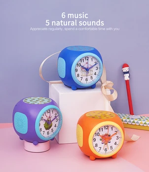 1 Adet çocuk Renkli Müzik Çalar Saat Romantik Yıldızlı Gökyüzü Projeksiyon Pointer Dilsiz Çalar Saat Doğal Ses Saati