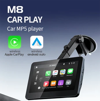 1 Din Araba Radyo 7 İnç Video oyuncu dokunmatik ekranı Kablosuz Araba MP5 Oynatıcı IOS Carplay / Android Otomatik M8 Monitör Tak ve Çalıştır