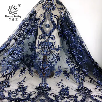 1 m Lüks Yeni Stil Örgü Nakış Boncuk Nakış Kumaş düğün elbisesi Sequins Dantel Nakış Akşam Elbise Cheongsam Kumaş