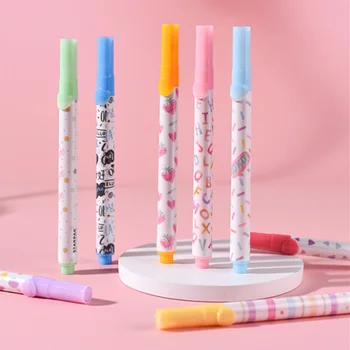 10 ADET Kawaii Renk Vurgulayıcı Doodle Renk İşaretleyiciler El Yapımı dıy Sanat Malzemeleri Boya Fırçası çizim Aracı Kırtasiye Malzemeleri