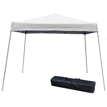 10x10 Pop Up Gölgelik Çadır, Anında Eğimli Bacak Taşınabilir gölge çadırı Taşıma Çantası ile, Beyaz