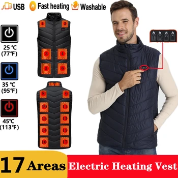17 Bölgeleri akıllı ısıtma yelek erkekler kış açık USB elektrikli ısıtmalı yelek termal ceket kayak kadın vücut ısıtıcı ceket ısıtıcı