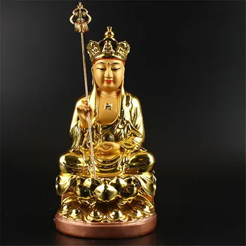 18 CM Reçine Altın kaplama Çin Buda Heykeli Ksiti Garbha Tibet Buda Heykeli Budist Ev Dekorasyon El Sanatları Süsler