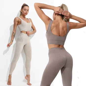 2/3 ADET Dikişsiz Kadın Yoga Seti Spor Takım Elbise Spor Giyim Spor Tayt Spor Uzun Kollu Yoga Giyim egzersiz kıyafeti