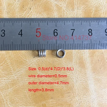 20 adet 0.5*4.7*3.8 mm paslanmaz çelik Küçük nokta yayı 0.5 mm tel mikro yay sıkıştırma yayı basınç yayı OD = 4.7 mm