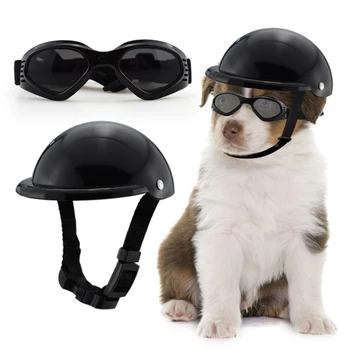 2021 YENİ Pet Kask Yeni Motosiklet Kask Güneş Gözlüğü İle Pet Oyuncak Şapka Köpek Kedi Kafa Koruma Pet Malzemeleri Aksesuarları