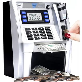 2023 Elektronik Kumbara ATM Nakit Para Tasarrufu Kutusu Şifre Para Kutusu ATM Banka kasa Otomatik Mevduat Banknot Çocuklar Hediye