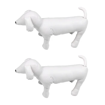 2X Deri Köpek Mankenler Ayakta Pozisyon Köpek Modelleri Oyuncaklar Pet Hayvan Dükkanı Ekran Manken Beyaz L