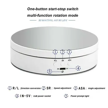 3 Hız Ayna Elektrikli Döner Ekran Standı Tabanı Takı Organizatör Pikap Mücevher 360 Derece Açı Ayarlanabilir Tutucu 3