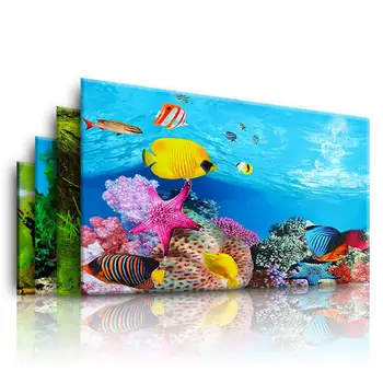 3D Akvaryum Peyzaj Sticker Posteri Balık Tankı Arka Plan Posteri Çift taraflı Okyanus Deniz Bitkileri Zemin Akvaryum Dekorasyon için