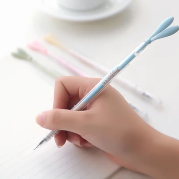 4 ADET Yenilik Öğesi 0.38 mm Sevimli Karikatür Kawaii Plastik Jel Kalem Yaratıcı Tavşan Kulaklar Kalem Çocuklar İçin Öğrenci Hediye 2