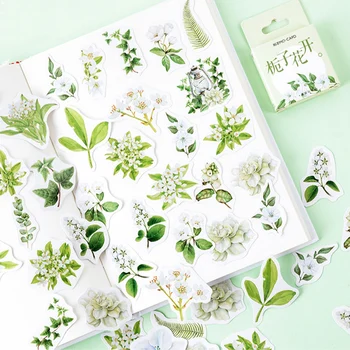 46 adet / kutu Günlüğü Sticker Taze Beyaz Çiçek Botanik Totem Scrapbooking Planlayıcısı Dekorasyon Yapışkanlı Kağıt Pul Çıkartmalar Albümü
