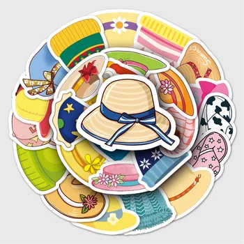 50 Adet Karikatür Şapka Kasketleri Kawaii Sticker Planlayıcısı Albümü Scrapbooking Kırtasiye Çıkartmaları Dizüstü Bavul çocuk hediyesi