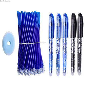 55 + 1 Adet / takım 0.5 mm Mavi Siyah Mürekkep Sihirli Silinebilir Jel Kalem Dolum Çubuk Yıkanabilir Kolu Silinebilir Kalemler Okul Yazma Kırtasiye