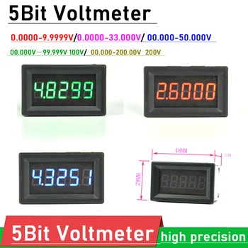 5Bit DC Voltmetre Yüksek Hassasiyetli LED Dijital Voltmetre 0-200V 100V 50V 33V 10V Voltaj Volt panel metre pil monitörü 5V 12V