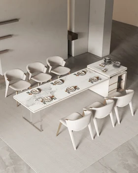 Akrilik kaya plaka yemek masası çift kullanımlı modern basit ışık lüks tasarımcı yaratıcı çay masası elektrikli yemek masası