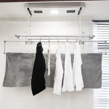 Akıllı ev özel otomatik sıcak hava tavan duvara monte çamaşır kurutma makinesi raf elbise katlama askıları makinesi katlanabilir bez kuru