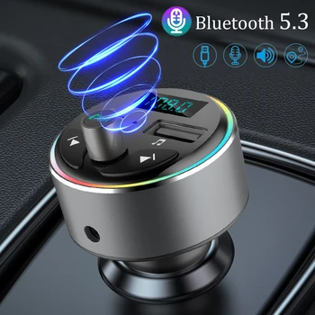 Araba Handfree Bluetooth 5.0 MP3 çalar FM verici PD 30 W USB hızlı şarj Handsfree çağrı renkli ortam ışığı araba aksesuarı 0