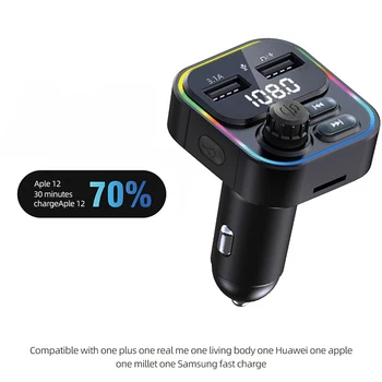 Araba şarjı Çift USB 5V 3.1 A FM Verici Bluetooth Adaptörü Kablosuz Handsfree Çağrı Stereo Mp3 Çalar ortam ışığı ile 2