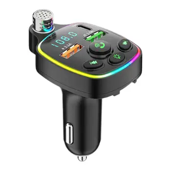 Araç adaptörü Taşınabilir Handsfree Arama USB ve Tip-c Bağlantı Noktaları FM Verici
