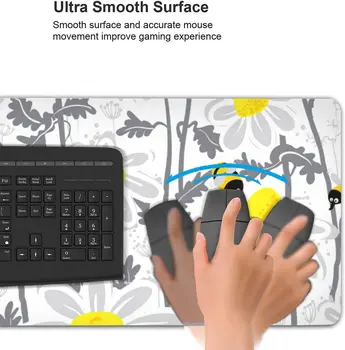 Arılar ve Papatya Mouse Pad Uzun Büyük Oyun Mouse Pad Dikişli Kenarlı klavye matı sümen 35.4 × 15.7 İnç 5