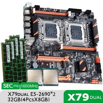 Atermiter X79 Çift CPU Anakart Seti İle 2 × Xeon E5 2690 4 × 8GB = 32GB 1600MHz PC3 12800 DDR3 ECC REG Bellek DDR4
