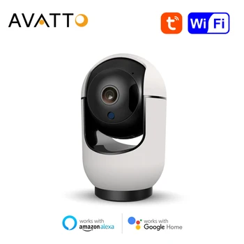 AVATTO WiFi Akıllı IP Kamera bebek izleme monitörü, Tuya 2MP Kapalı Otomatik İzleme güvenlik kamerası, Alexa/Google Ev için çalışır.