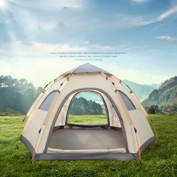 Açık Çadır Kamp Çadırı Otomatik Park Açık Seyahat Aile Kamp Altıgen Çadır Hızlı Açılış Plaj Taşınabilir Ekipman