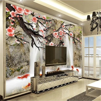 beibehang Büyük Özel Duvar Kağıdı Duvar Yeni Çin Fugui Jiuyu Erik Haritası Oturma Odası TV Duvar Dekoratif Boyama duvar kağıdı