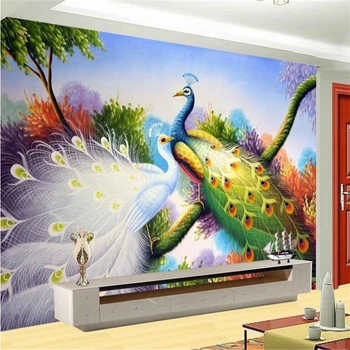 beibehang Büyük özel duvar kağıdı çin resim sanatı Tavuskuşu oturma odası kanepe TV duvar kağıdı duvar kağıdı