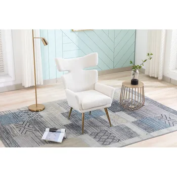 Beyaz Balık Kuyruğu Accent Sandalye Eğlence Tek Sandalye Altın Ayaklı kapalı yatak odası mobilyası