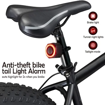 Bisiklet hırsız alarmı arka lambası su geçirmez akıllı otomatik fren algılama kuyruk lambası uzaktan kumanda USB şarj bisiklet arka ışık