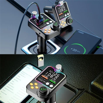 Bluetooth 5.0 Araba FM Verici çift USB araba şarjı PD Tip-C Hızlı Şarj Kablosuz Handsfree Çağrı Ses Alıcısı MP3 oyuncu 2