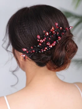 Bohemian Siyah Kızıl Saç tarak Kristal Headpieces Tatil Saç takı parti Fascinators Gelin saç aksesuarları kadınlar için düğün