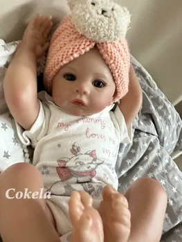 Cokela 46 CM Yenidoğan Bebek Gerçekçi Gerçek Yumuşak Dokunmatik Yüksek Kalite Koleksiyon Sanat Reborn Bebek ile El-Çizim Saç