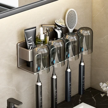 Diş fırçası Rafı Hiçbir Delme Duvara Monte Uzay Alüminyum Antirust Elektrikli Diş Fırçası Kozmetik Raf Tuvalet Banyo Aksesuarı