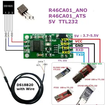 DS18B20 RS485 RS232 TTL Com UART Sıcaklık Toplama Sensörü Modbus RTU Modülü 5V 12V UNO için R3 PC PLC MCU Seri port