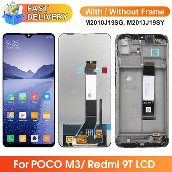 Ekran için Xiaomi Poco M3 M2010J19CG lcd ekran Dijital Dokunmatik Ekran için Çerçeve Meclisi ile Xiaomi Redmi 9T (10 Temas Noktası)