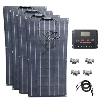 Etfe güneş panelı Kiti Komple 300w 400w Fotovoltaik Panel Esnek 12V 100w güneş şarj kontrol cihazı 20A Karavan kamp araba çadırı karavan