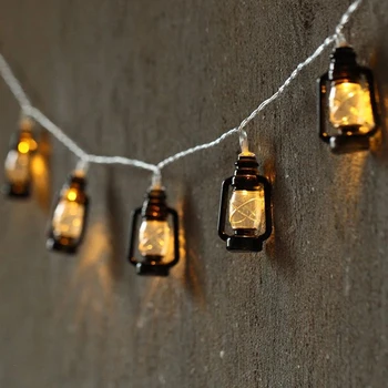 Fener dize ışıkları, 10/20 LED Mini gazyağı dize ışıkları Vintage dize lamba pili ile çalışan LED perili dizi lamba