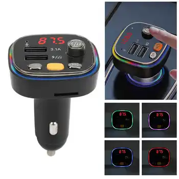  FM Verici müzik çalar çift USB hızlı şarj eller serbest arama LED renkli arkadan aydınlatmalı araba için