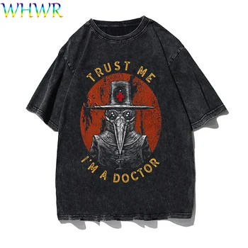 Gotik Baskı T-shirt Hip Hop Vintage Yıkama T Shirt Rahat Gevşek Pamuklu Tişört Kafatası Kısa Kollu Üst Unisex Streetwear Tişörtleri