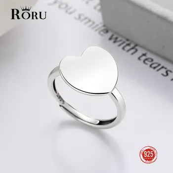 Gümüş 925 Basit Minimalist Kalp Parmak Yüzük Kadınlar için Düğün Nişan Bildirimi Güzel Takı Hediyeler