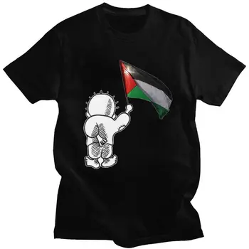 Handala Ücretsiz Filistin Sembolü T Shirt Erkek Tee Üstleri Filistin Bayrağı Tişörtleri Kısa Kollu Moda T-shirt Elbise grafik