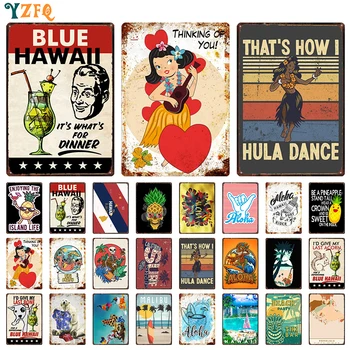 Hawaii Tiki Bar Aloha Metal Vintage Plak Tabela Duvar Dekoru Kulübü Plaka El Sanatları sanat posterleri Hediye Özel Toptan DU-11548A