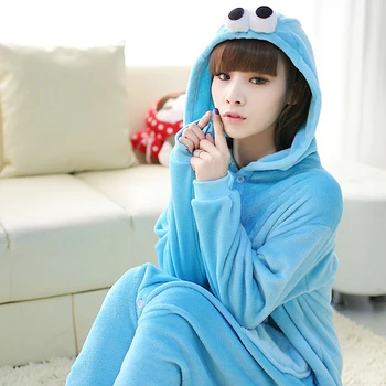 HKSNG Yetişkin Unisex Kış Karikatür Mavi Pembe Elmo Susamlı Kurabiye Pijama Yüksek Kaliteli Onesie Gecelik Kostümleri Fermuarlı Kigurum