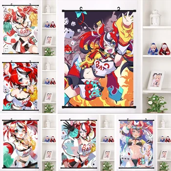 Hololive EN VTuber Asılı Kaydırma Hakos Baelz Posteri HD Boyama Anime Tuval Resim Duvar Sanatı Baskılar Ev Dekor noel hediyesi